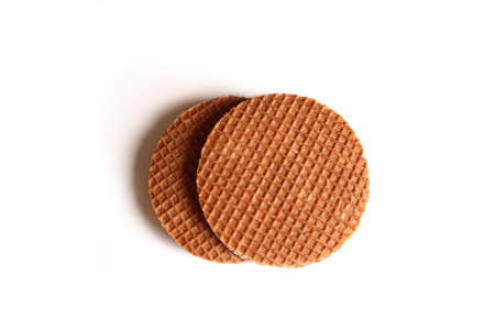Dutch waffle syrup (treacle), on a white background.の写真素材