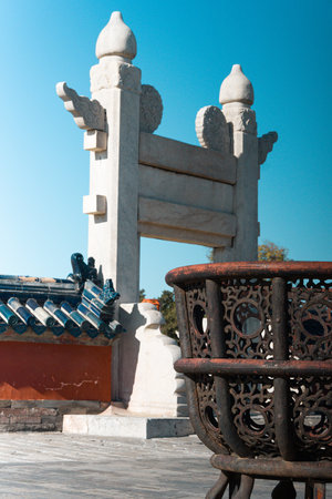 Architectural detail of the Forbidden City in Beijing, China.の写真素材