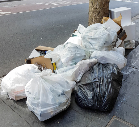 dirty rubbish on the streetの写真素材