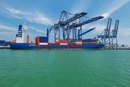 Cargo ship loading containers