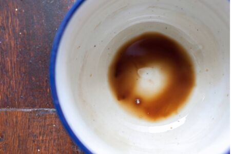 black coffee stain, bottom of the cupの写真素材