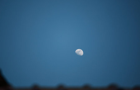 Moon on blue sky in the night. 