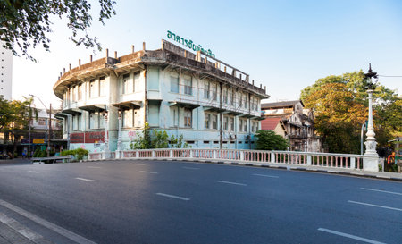 BANGKOK,THAILAND - JANUARY 19,2018 : Old traditional house in Chinatown and Chinatown is one of the popular attractions for tourists ,Bangkok,Thailand on January19,2018.のeditorial素材