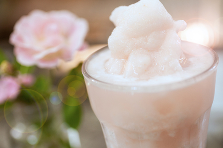 Lychee and pink rose spin with ice, Drink for summer time.の写真素材
