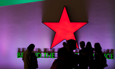 BANGKOK,THAILAND - DEC 1ST,2017 : Heineken signs on wooden wall in Beer Garden Festival In front of...