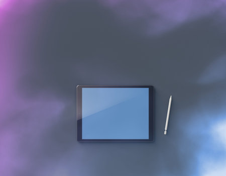 Mockup of digital tablet pc. Top view.