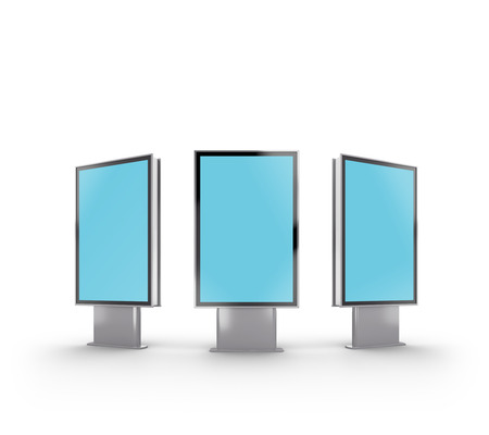 Mockup of a three street banner, on white background.の写真素材