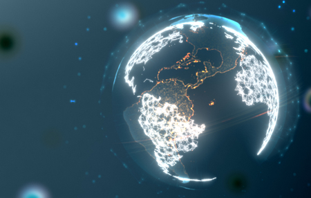 Connections over the Earth globe.の写真素材