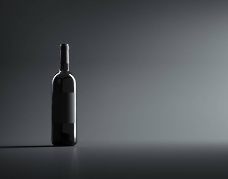 Single red wine bottle mockup.の写真素材