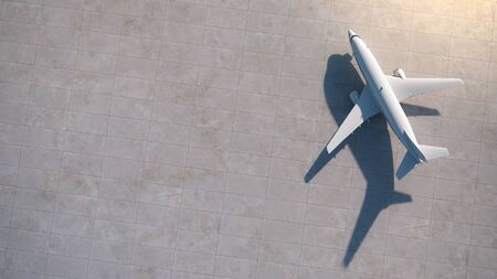 Airplanes at the empty airport. Aerial view. 3D Renderの写真素材