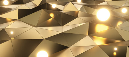 Abstract gold low poly surface background
