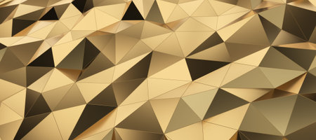 Abstract gold low poly surface background