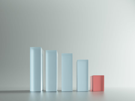 Business concept - boxes in a row, market drop