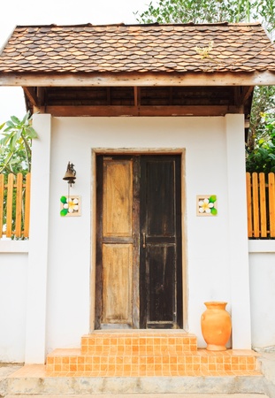 The house has two doors for entrance for the bell.の写真素材