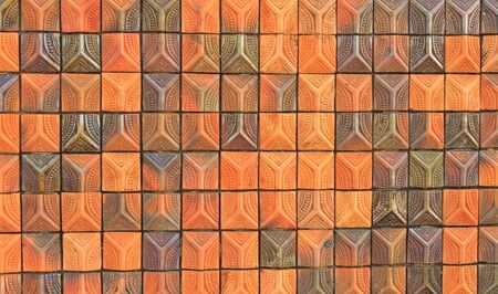 Red brick with patterns and color combinations of black and brown as a wallの写真素材