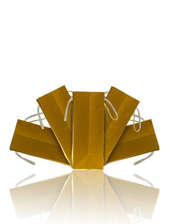 Blank brown paper bag isolated on white backgroundの写真素材