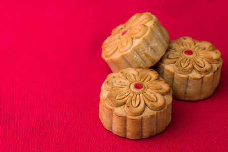 Moon cakes for the Chinese Mid-autumn festival space for textの写真素材