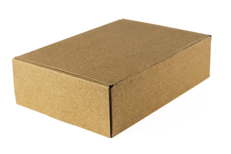 brown paper box on white backgroundの写真素材