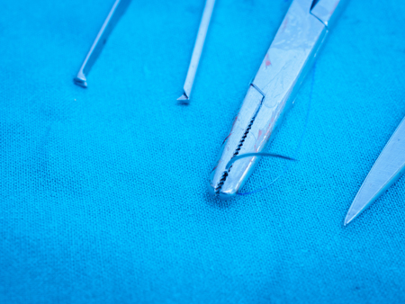 suture and dressing woundの写真素材