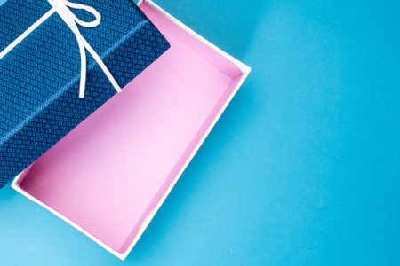 close up blue gift box