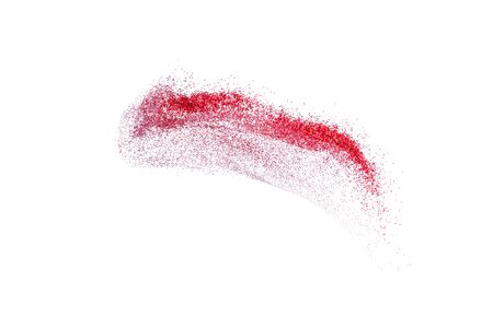 Red glitter powder splash or burst copy space isolated on white backgroundの写真素材