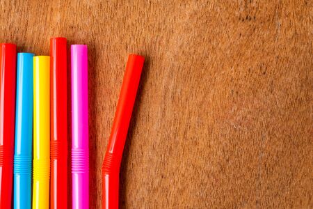 Close up colorful straw for drinkの写真素材