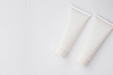 cosmetic bottle on white backgroundの写真素材