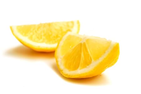 yellow lemon on white backgroundの写真素材