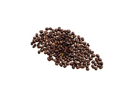 Roasted coffee beans pile isolate on white backgroundの写真素材