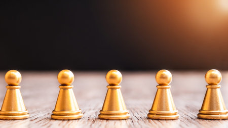 Chess board game staying against full set of chess pieces. Strategy, Planning and Decision business...
