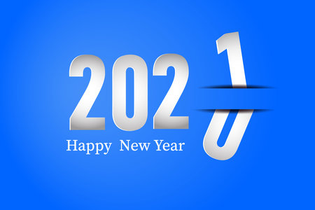 Happy New Year 2021 Text Design paper cut letters and numbers vector illustrationのイラスト素材
