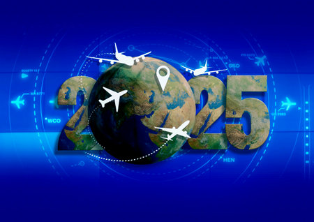 No. 2025 and global logistics delivery management system.の写真素材