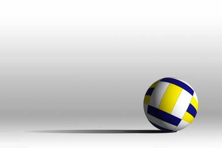 Volleyball image with shadow on left side on white background for use as text and design.の写真素材