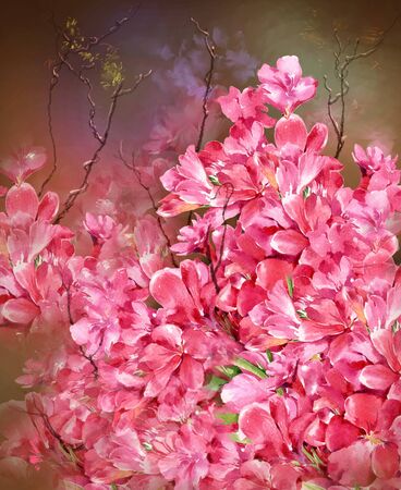 Bouquet of multicolored flowers watercolor painting styleの写真素材