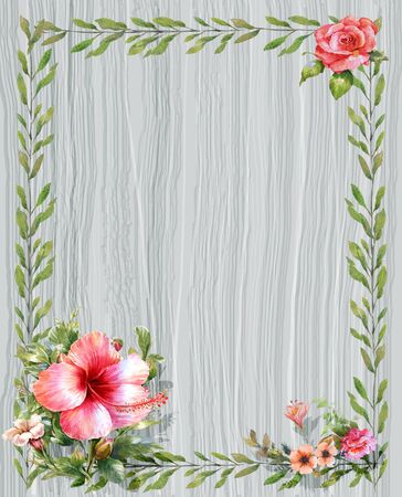 Abstract colorful flowers watercolor painting. Spring multicolored in natureの写真素材