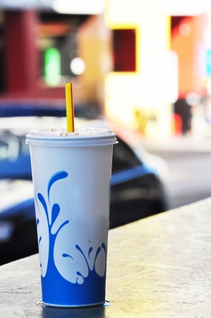 softdrink disposable cup on streetの写真素材