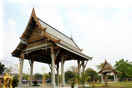 Thai pavilion, Wat Sothornwararamworaviharn, Chachoengsao Thailandの写真素材