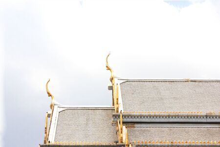 Temple roof, Wat Sothornwararamworaviharn, Chachoengsao Thailandの写真素材