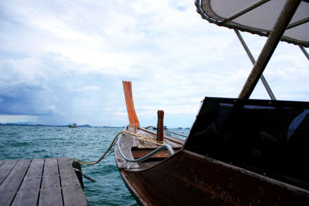 head of boad on sea backgroundの写真素材