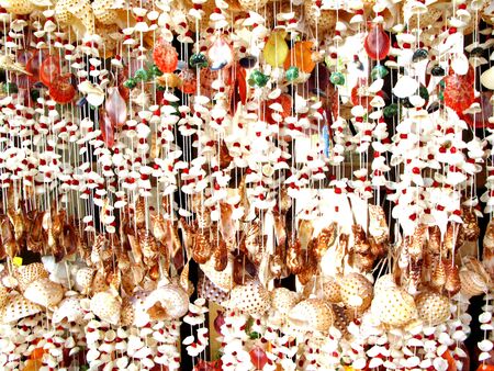 handcraft mobile from shell colorfulの写真素材