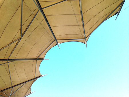 rooftop against blue sky