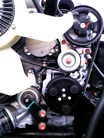 Car engine pulley drive beltの写真素材