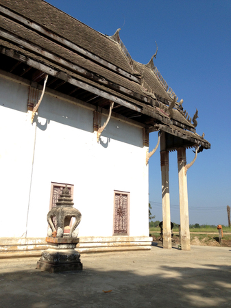 old Thai temple, Wat Tainam Phijit Thailandの写真素材