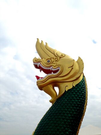 Naga Thai statue isolate on the white backgroundの写真素材