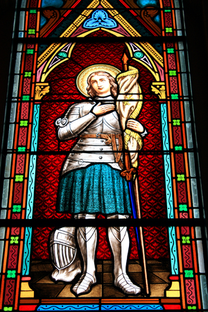 stained grass window from an old chruch, Thailandのeditorial素材