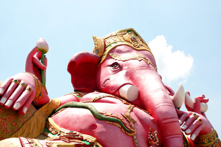 Pink Genesha, Samanrattanaram temple: Chachoengsao Thailandの写真素材