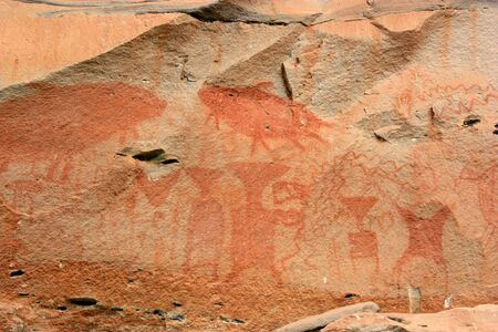 prehistoric paintings, Pha Tam National Park covers Khong Jiamの写真素材