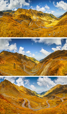 Transfagarasan Mountain Highway in Romania -- Autumn Landscape Collage.の写真素材
