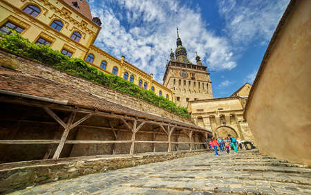 Sighisoara, Romania, Aug 2015: Clock Tower Building.のeditorial素材