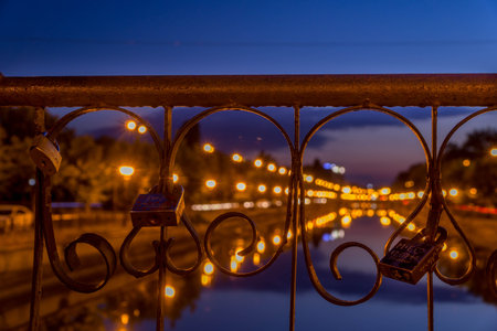 BUCHAREST, RO, MAY 22 2015: Love Locks on river bridge.